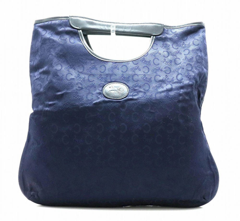 Celine NOEVIR PARIS Macadam Handbag Jacquard Leather Navy Blue Black